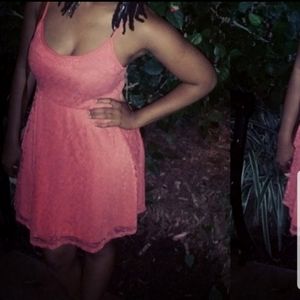 🔴Rue21 Pink lace Midi dress